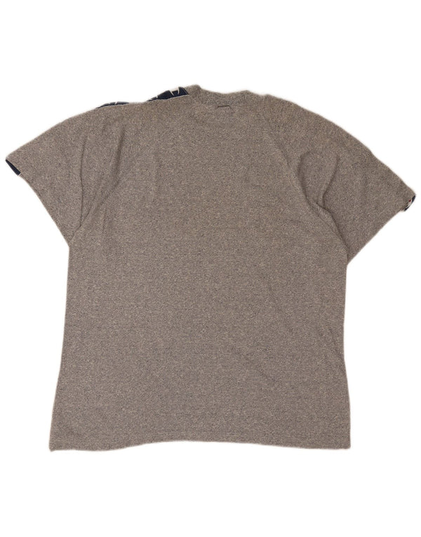 Camiseta masculina estampada Champion grande algodão colorblock cinza