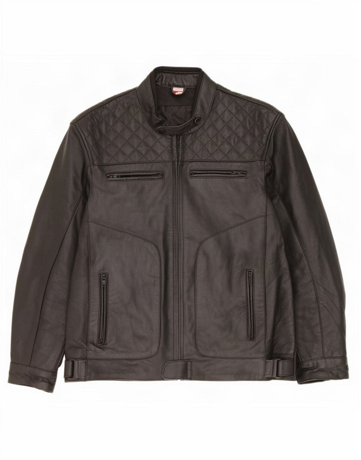 Jaqueta de couro masculina Texspeed UK 40 grande preta