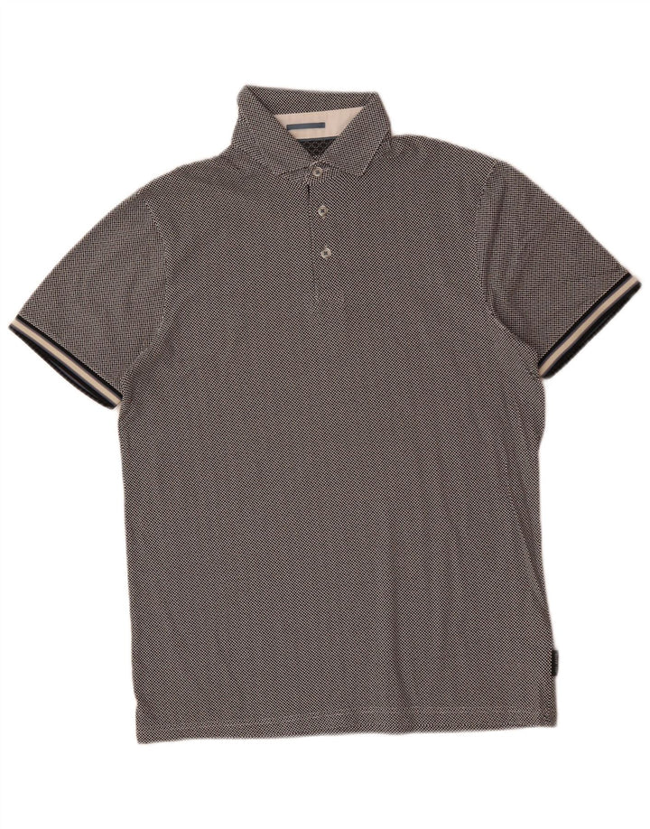 Camisa polo masculina Ted Baker tamanho 2 pequeno algodão xadrez cinza