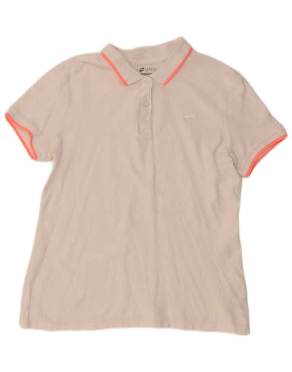 Camisa polo feminina Lotto UK 14 grande algodão branco
