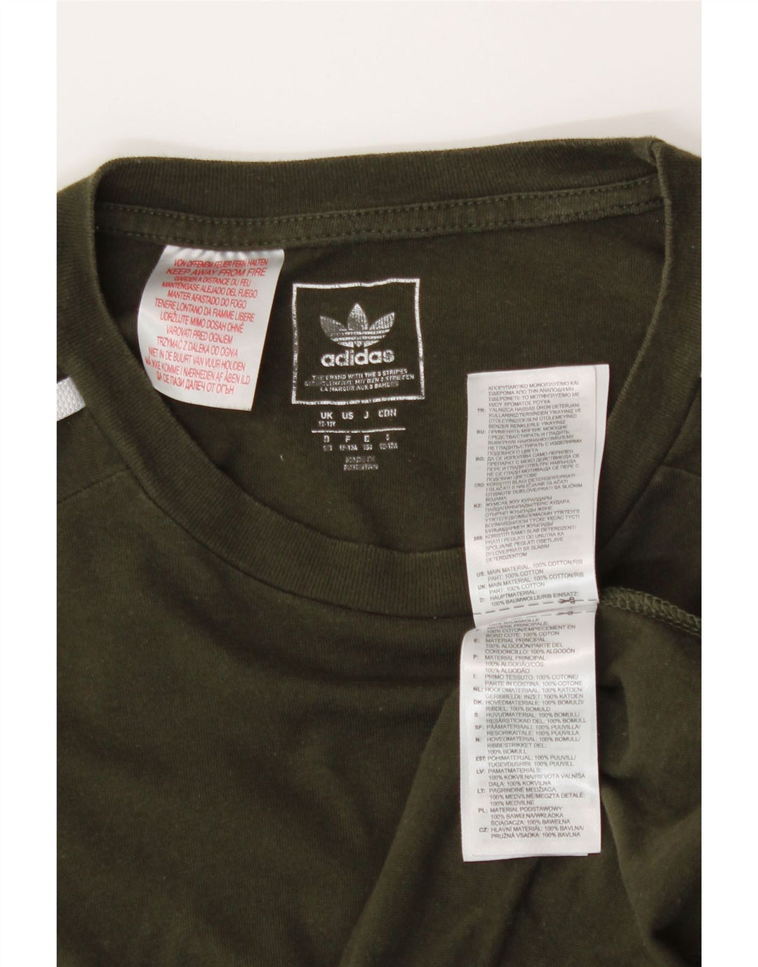 ADIDAS Girls Top Long Sleeve 12-13 Years Khaki Cotton Vintage Adidas and Second-Hand Adidas from Messina Hembry 