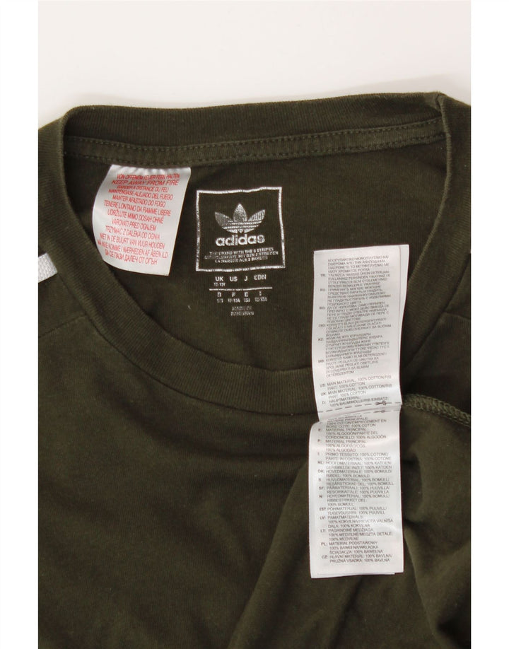 ADIDAS Girls Top Long Sleeve 12-13 Years Khaki Cotton Vintage Adidas and Second-Hand Adidas from Messina Hembry 