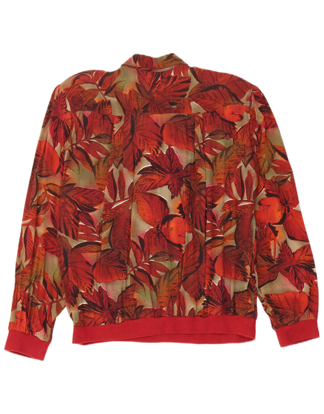 Pulôver feminino vintage blusa Reino Unido 16 grande viscose floral vermelha