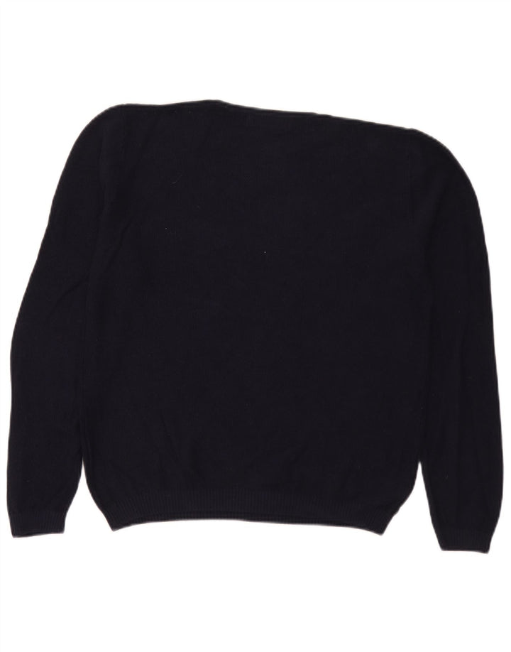 Zara Suéter masculino com gola redonda grande azul marinho