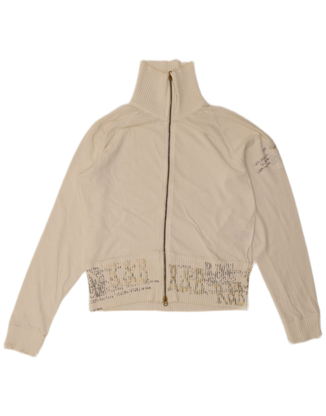 Arena feminino gráfico oversized agasalho jaqueta pequena de algodão branco