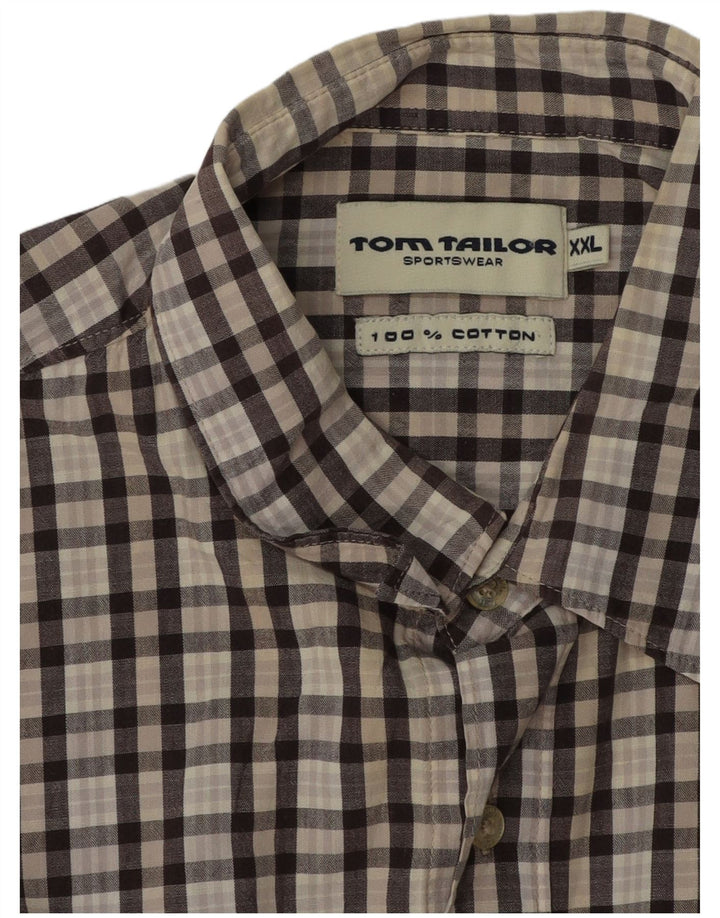 Camisa masculina TOM TAILOR 2XL algodão xadrez cinza