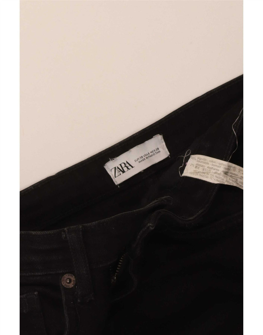 Zara Jeans feminino queimado EU 38 pequeno W28 L31 algodão preto