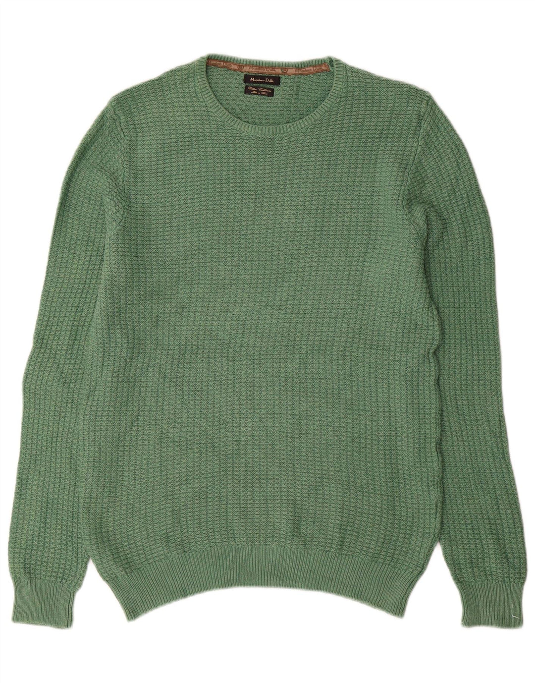 Suéter masculino Massimo Dutti com gola redonda e algodão verde médio