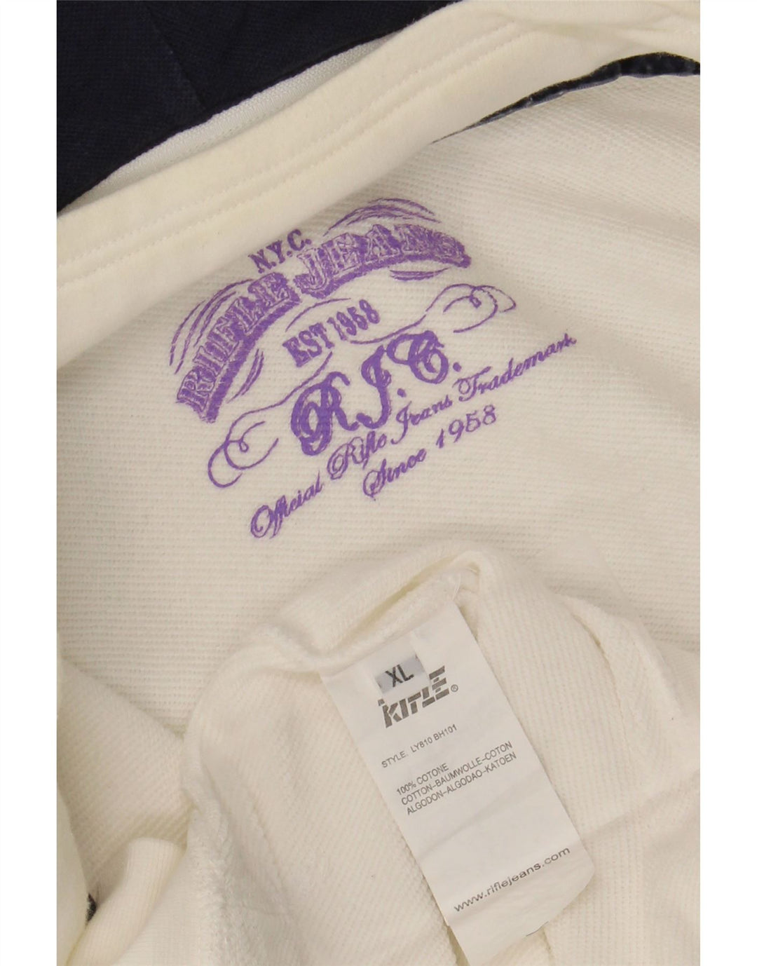 RIFLE Womens Graphic Zip Hoodie Sweater UK 18 XL White Cotton Vintage Rifle and Second-Hand Rifle from Messina Hembry 