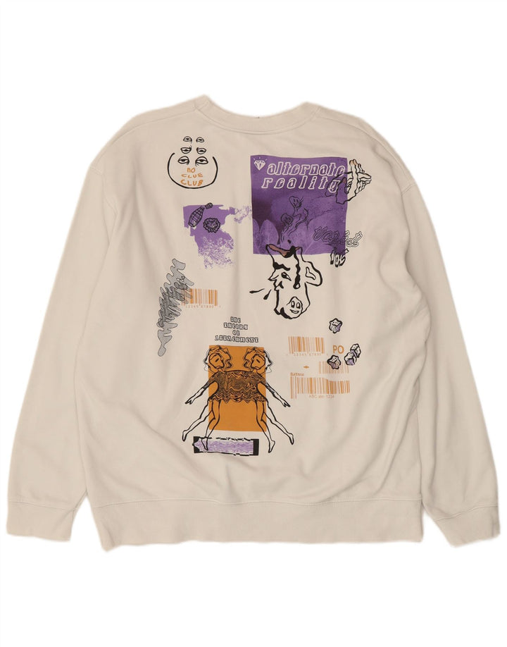 Suéter gráfico feminino ZARA UK 18 XL branco