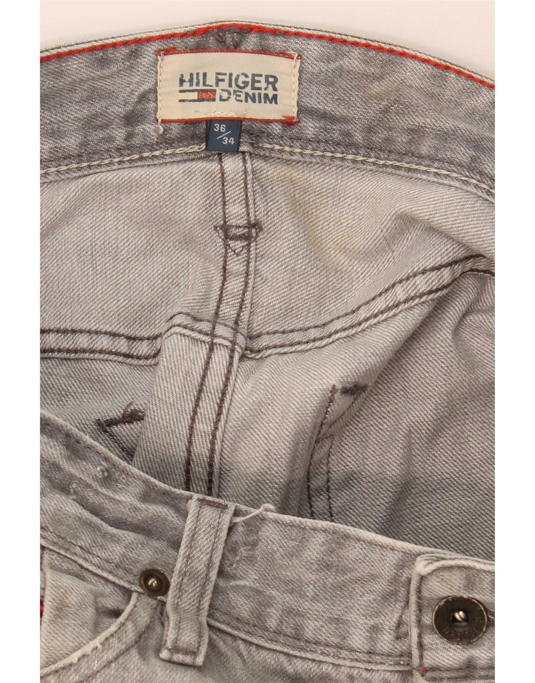 Tommy Hilfiger Masculino Slim Jeans W36 L34 Cinza