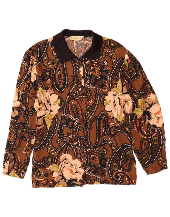Camisa feminina VINTAGE UK 14 Paisley marrom médio