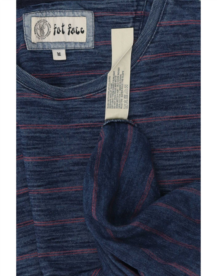 Camiseta masculina Fat Face Top médio algodão listrado azul marinho