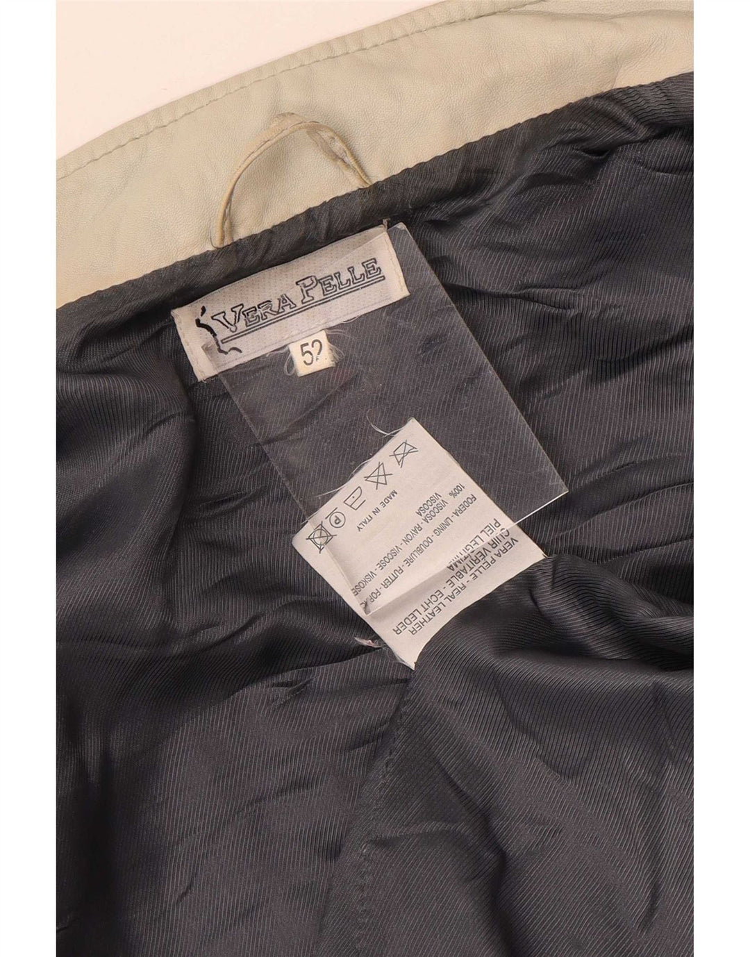 Jaqueta de couro feminina vintage IT 52 2XL bege