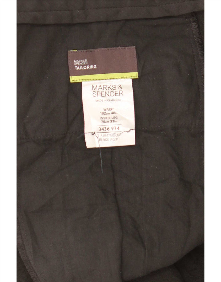 Calça masculina de terno reto sob medida Marks & Spencer W40 L31 preta