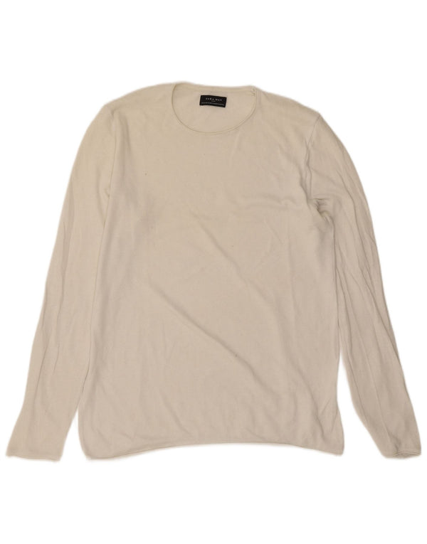 Zara Top masculino manga longa médio algodão branco