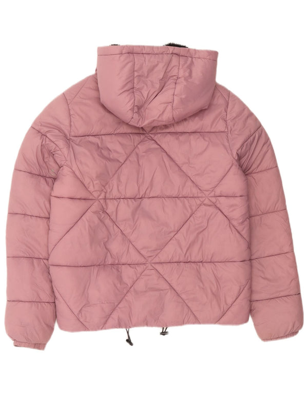 Jaqueta acolchoada com capuz feminino Kappa UK 16 grande rosa