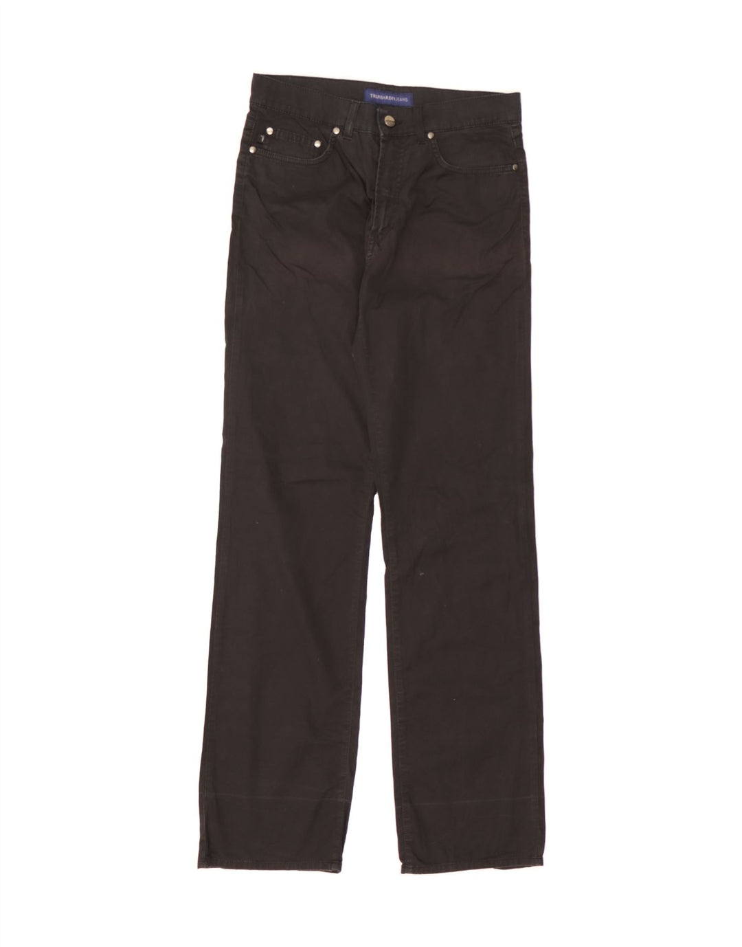 TRUSSARDI Womens Straight Casual Trousers W30 L34 Black Cotton Vintage Trussardi and Second-Hand Trussardi from Messina Hembry 