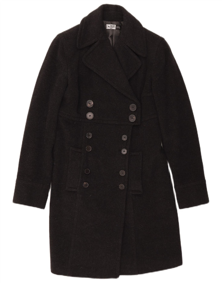 Casaco feminino vintage com peito duplo IT 42 lã cinza médio