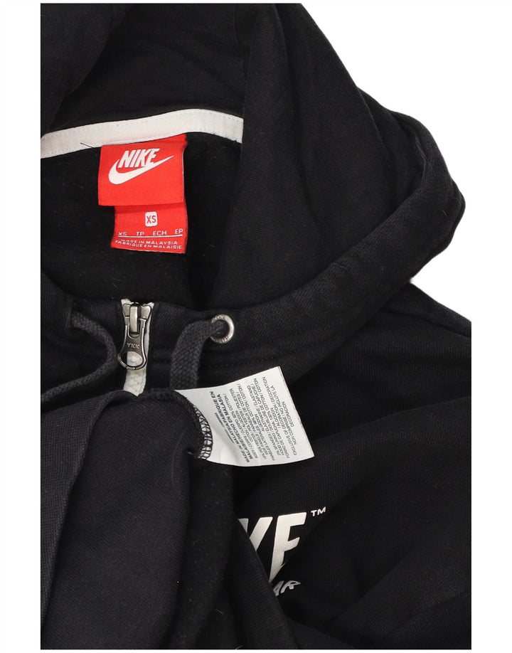 Suéter feminino Nike com capuz e zíper gráfico oversized UK 6 XS algodão preto