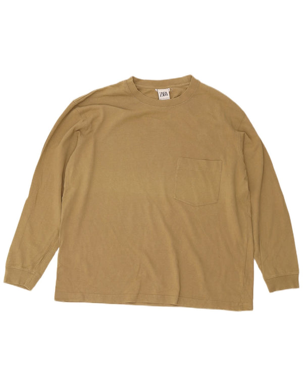 Zara Top masculino manga comprida XL algodão bege