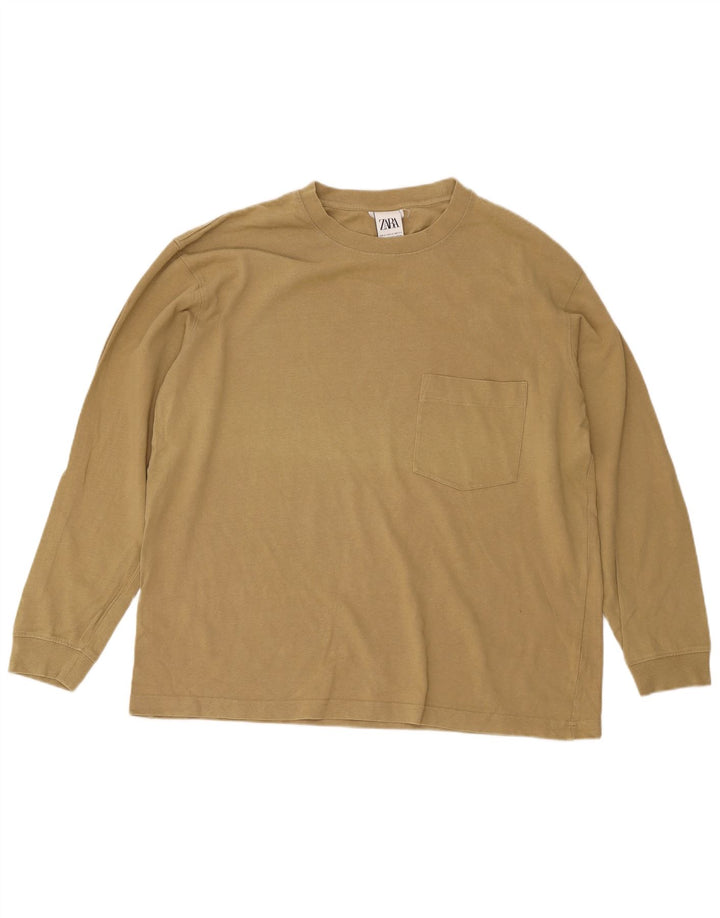 Zara Top masculino manga comprida XL algodão bege