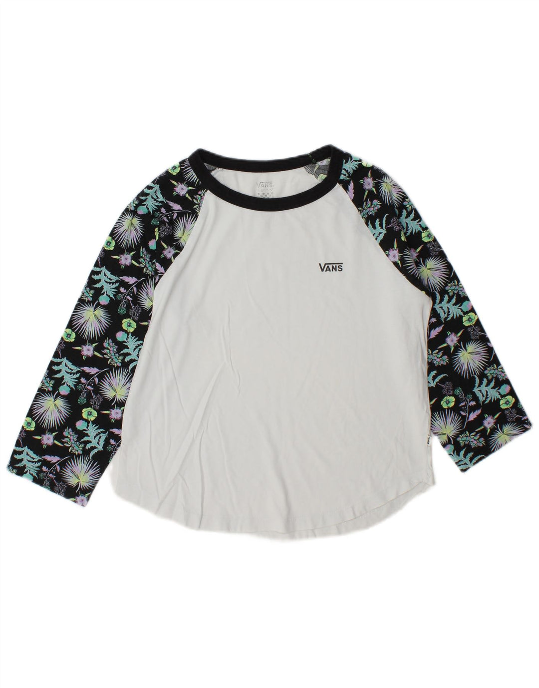 Top feminino Vans manga 3/4 UK 14 médio branco colorblock