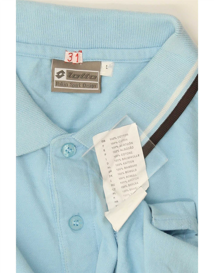 Camisa polo masculina Lotto grande algodão listrado azul