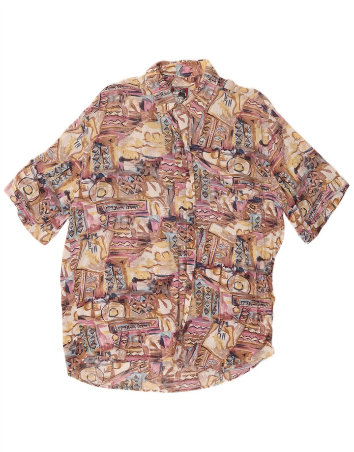 Camisa masculina Azzurra manga curta grande patchwork multicolorido