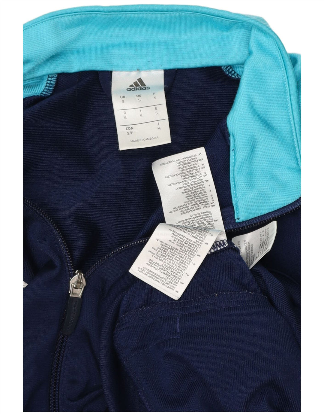 ADIDAS Mens Tracksuit Top Jacket Pequeno Azul Marinho Colourblock Poliéster