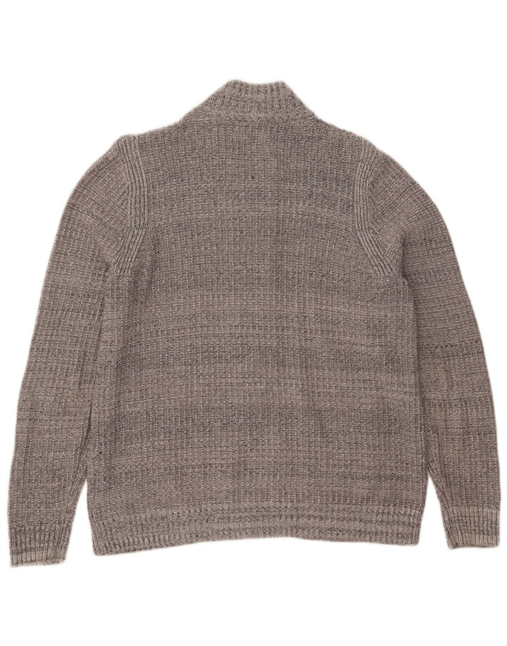 Suéter masculino Marks & Spencer com zíper e gola redonda Reino Unido 38/40 cinza médio manchado