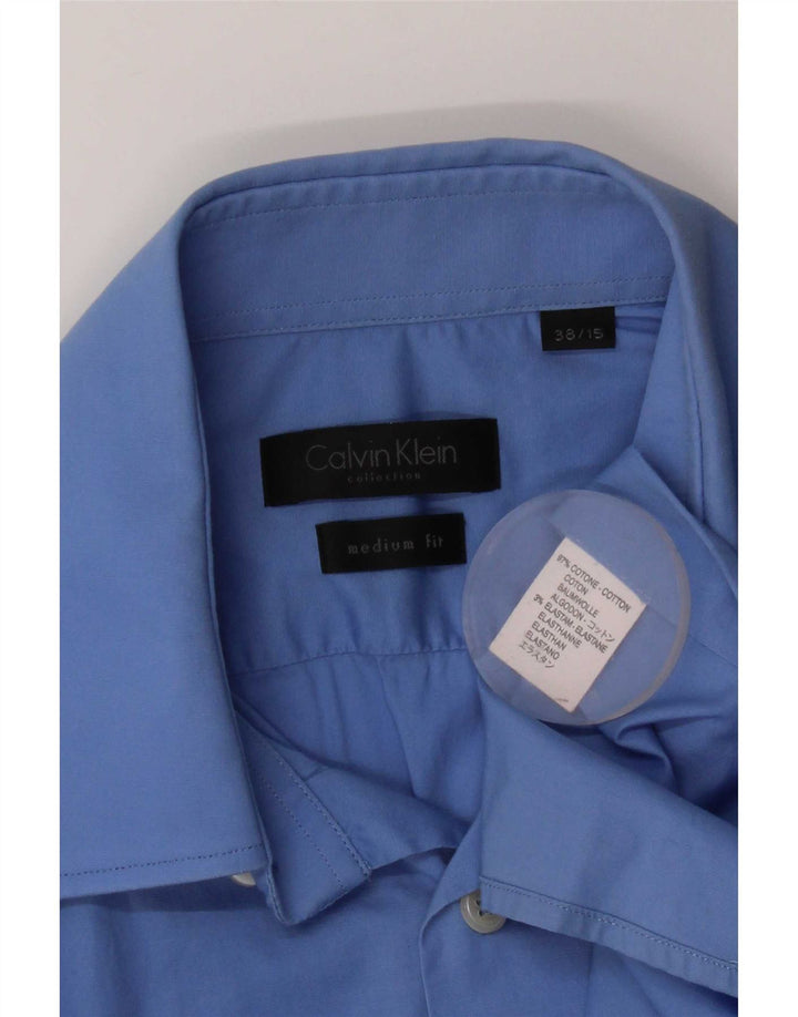 Camisa masculina Calvin Klein tamanho 38 15 algodão azul médio