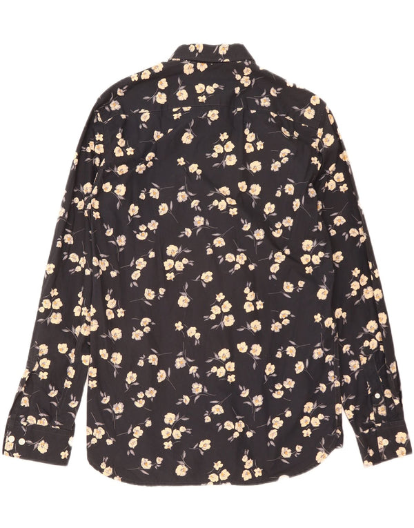 Camisa masculina French Connection média azul marinho floral algodão