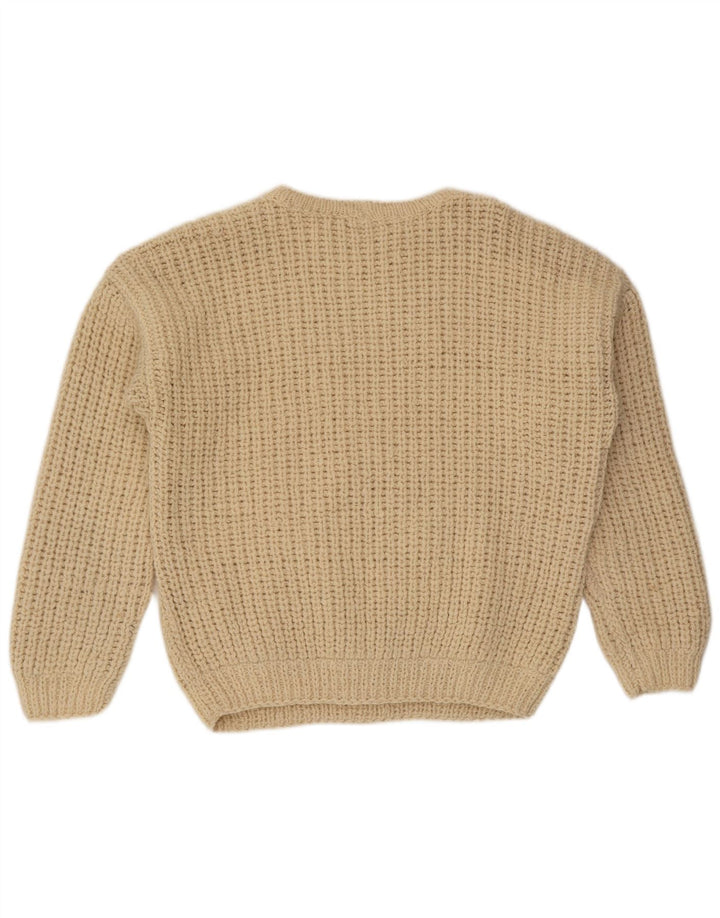 Suéter vintage masculino com gola redonda XL bege