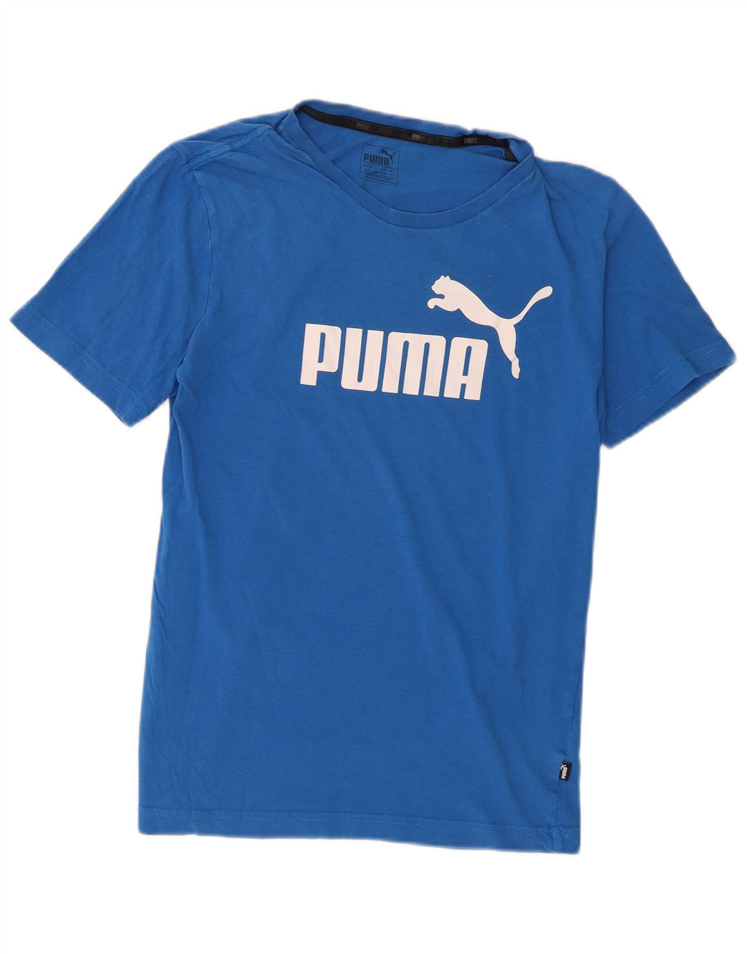Camiseta masculina Puma Graphic Graphic Top Pequeno Algodão Azul