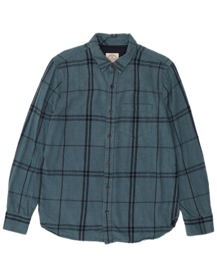 Camisa masculina de flanela Fat Face algodão xadrez azul médio