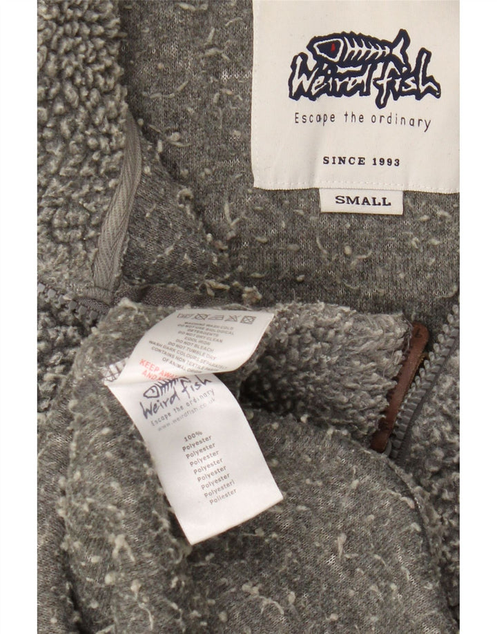 Weird Fish Mens Zip Neck Fleece Jumper Pequeno Poliéster Cinzento