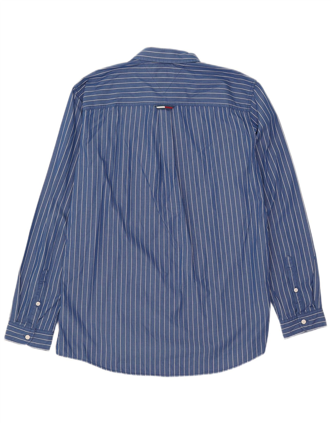 Camisa masculina Tommy Hilfiger Regular Fit grande algodão listrado azul