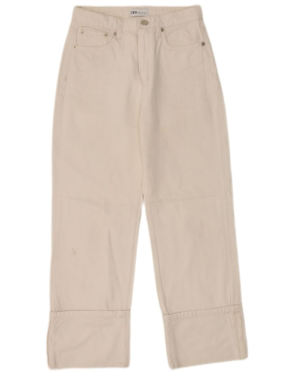 Calça jeans reta feminina Zara EU 36 XS W26 L27 branco
