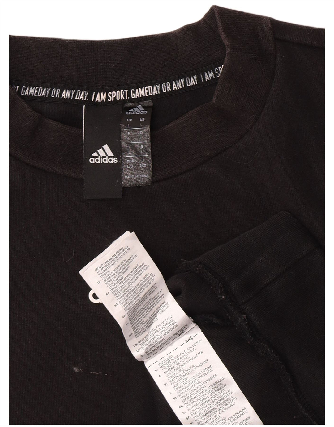 Adidas Mens Moletom Jumper Grande Algodão Preto