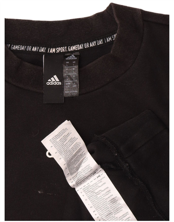 Adidas Mens Moletom Jumper Grande Algodão Preto