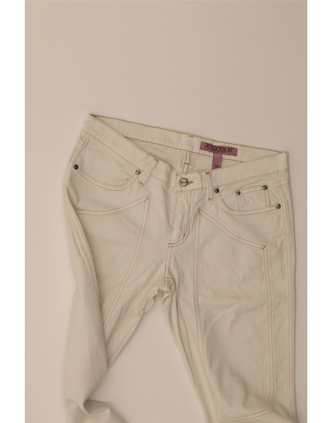JECKERSON Womens Straight Jeans W30 L34 White Cotton Vintage Jeckerson and Second-Hand Jeckerson from Messina Hembry 
