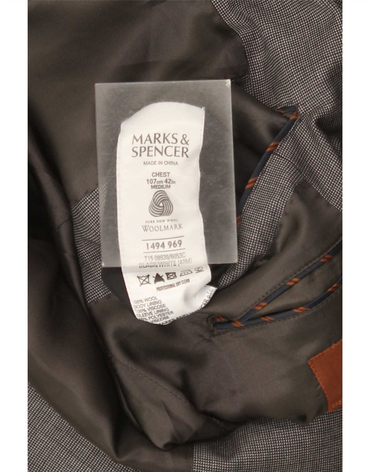 Jaqueta blazer masculina de 2 botões Marks & Spencer Reino Unido 42 grande lã cinza