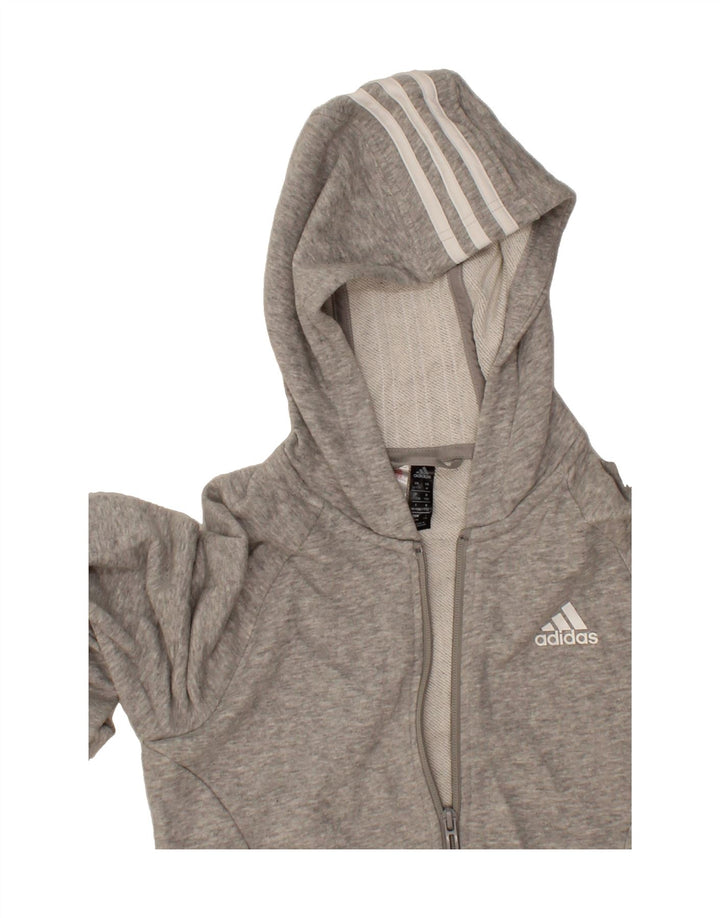 ADIDAS Girls Zip Hoodie Sweater 11-12 Years Medium Grey Cotton Vintage Adidas and Second-Hand Adidas from Messina Hembry 