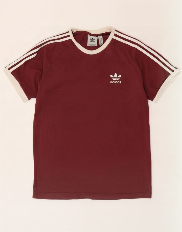 Adidas Mens Camiseta Top Médio Algodão Borgonha