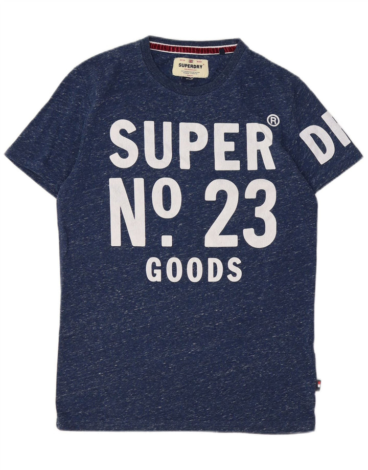Camiseta masculina gráfica SUPERDRY top pequeno algodão manchado azul marinho