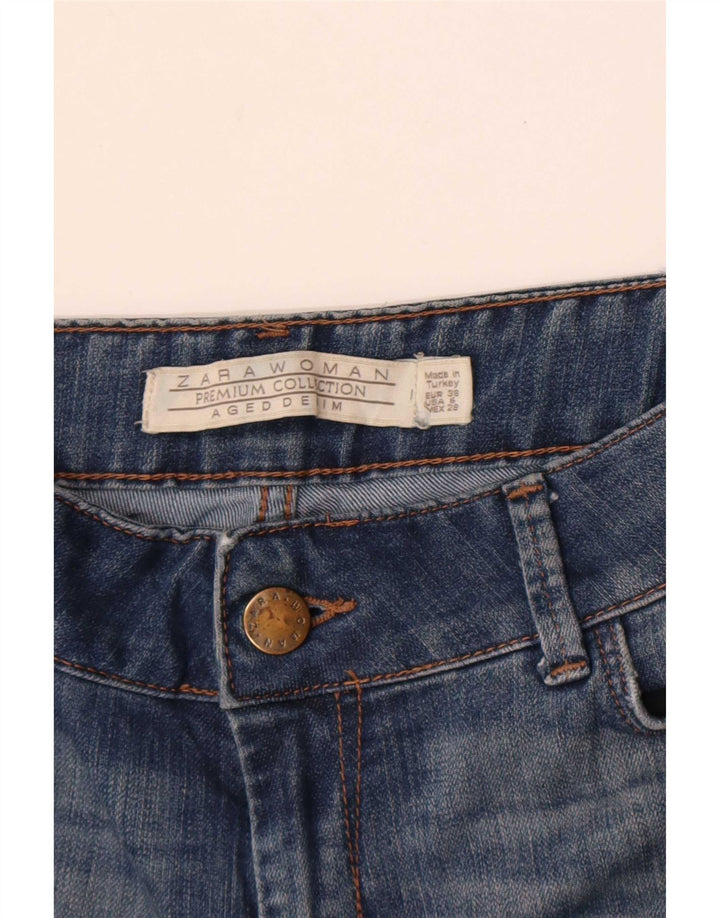 Zara Jeans feminino queimado EU 38 pequeno W28 L30 azul