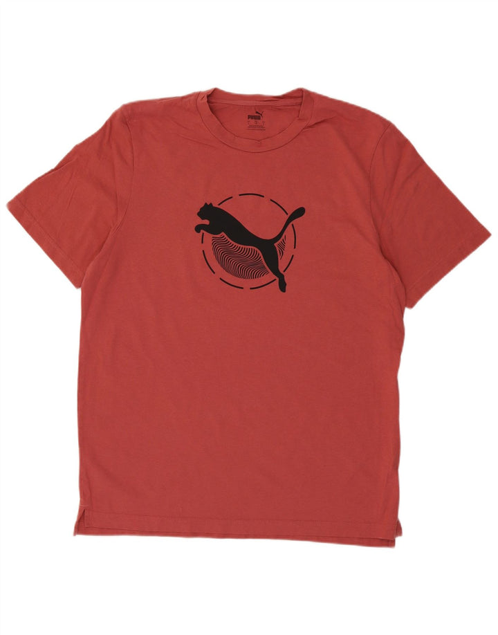 Puma Mens Graphic T-Shirt Top Grande Algodão Vermelho
