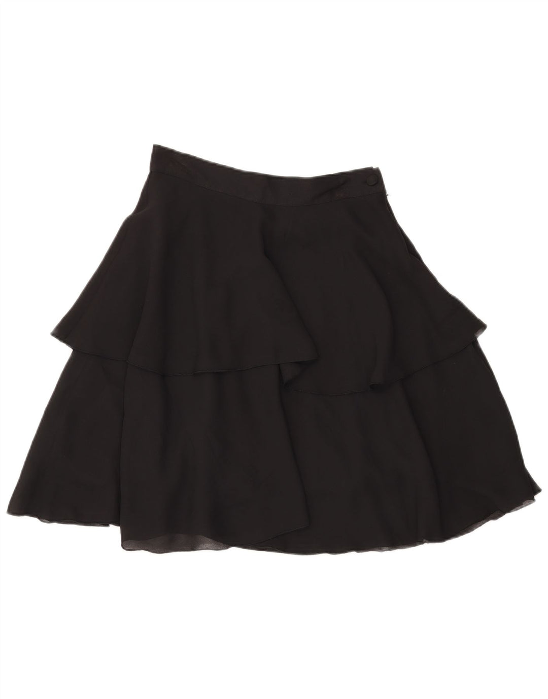 Saia feminina vintage em camadas W28 poliéster preto médio