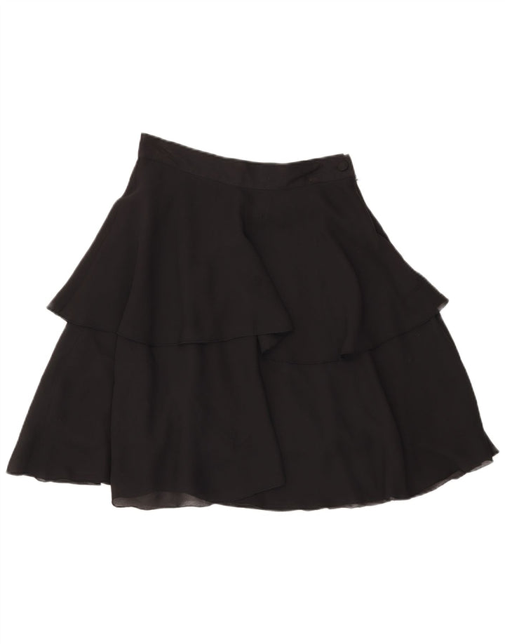 Saia feminina vintage em camadas W28 poliéster preto médio